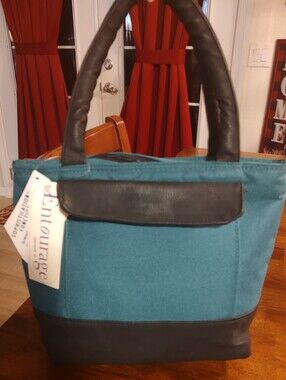 Teal and Black Tote Bag - Fashionable Everyday Handbag
